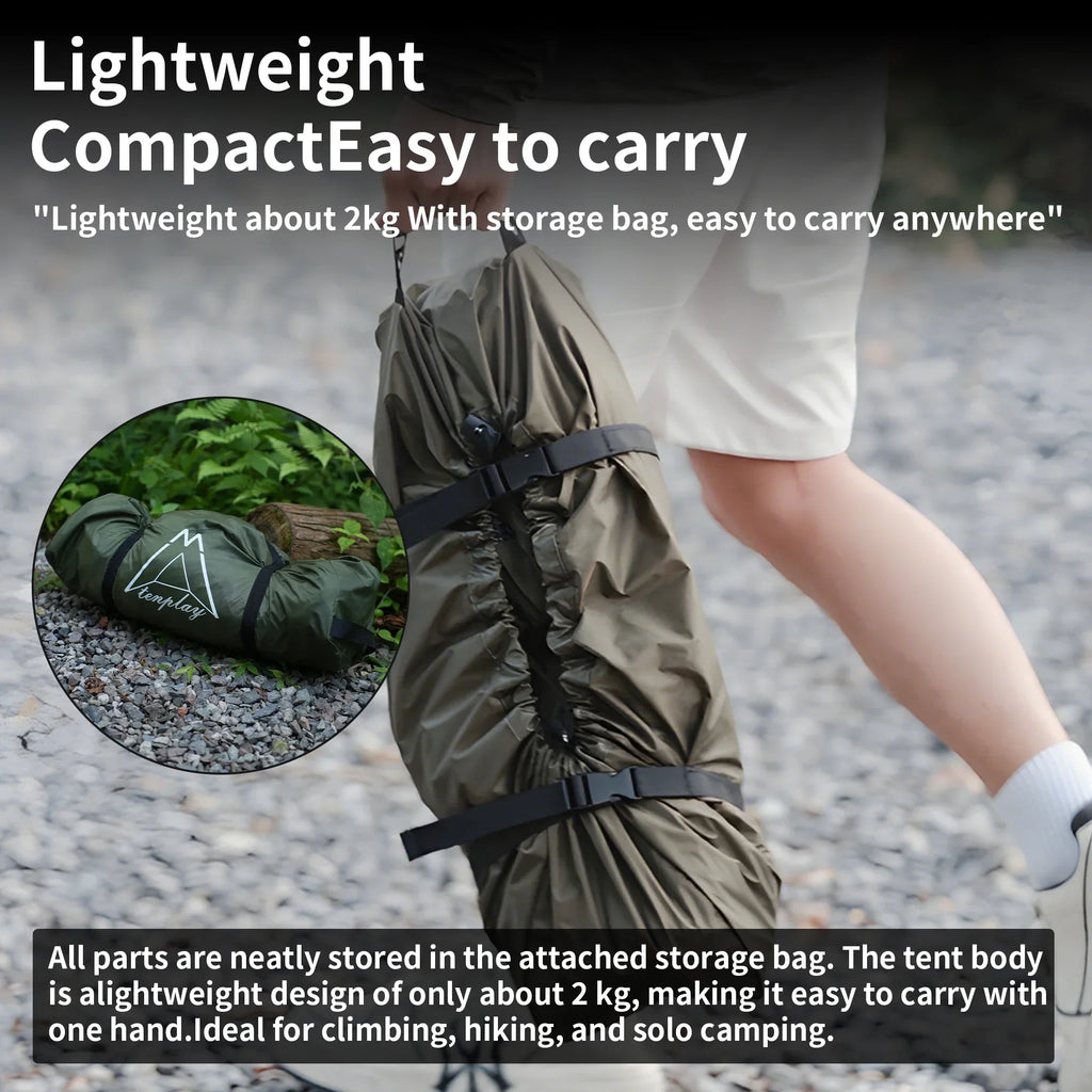 TENPLAY Ultra-Lightweight Instant Pop-Up Single-Person Tent, 3000mm Waterproof, 50UPF, for Camping, Hiking, Fishing, Backpacking