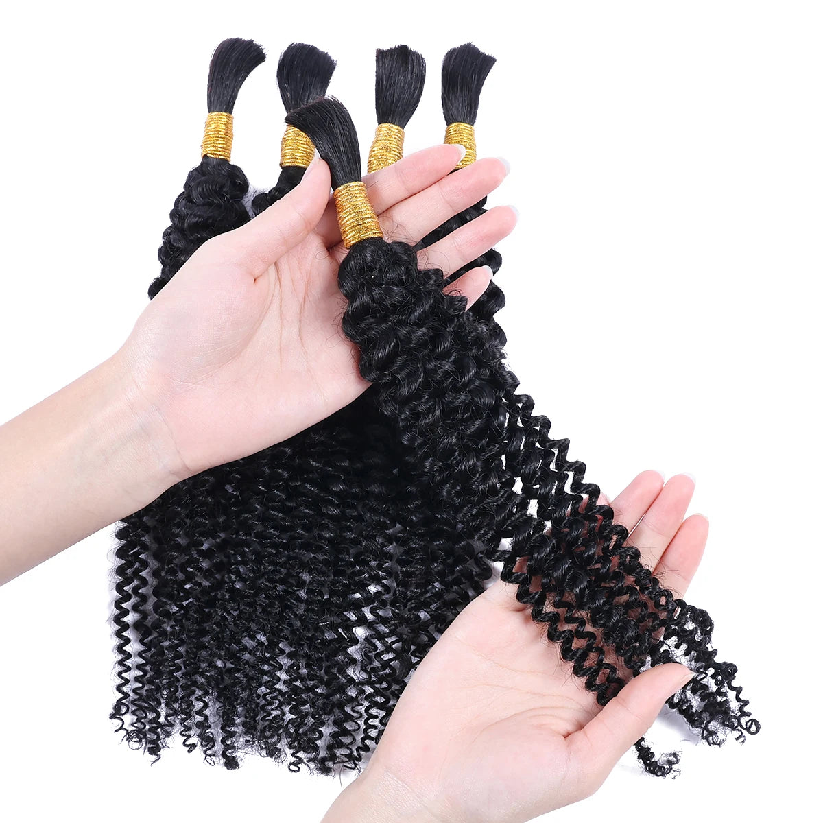 Afro Kinky Curly Human Hair Bulk For Braiding Peruvian No Weft Kinky Curly Human Bulk Hair Bundles For Women Hair Extensions