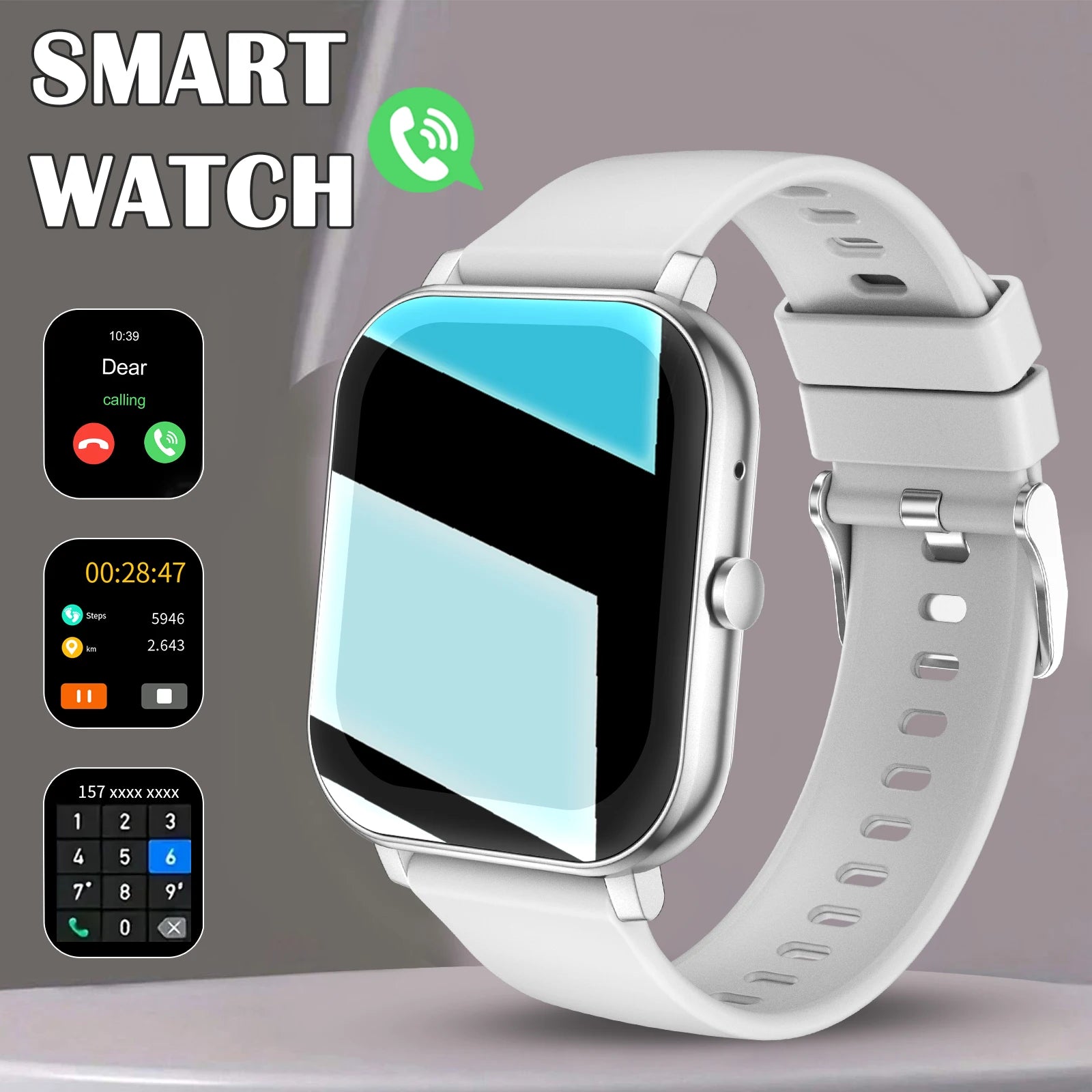 1.83 Inch HD Smartwatch, 1 Count Fashionable Smartwatch with BT Calling & Check Weather, Sports Tracking Smartwatch for Android
