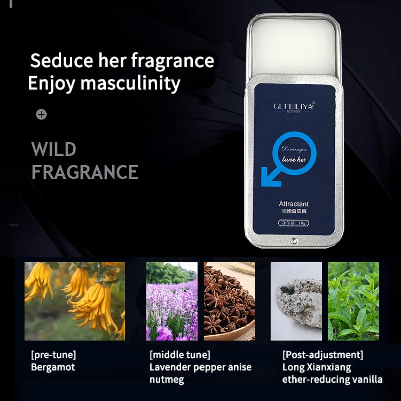 Men's portable solid body lotion, long-lasting fragrance, cologne scent,Light and Fresh Scent,Portable boxed version