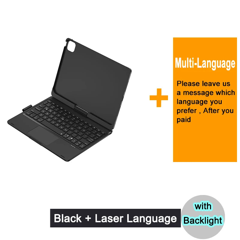 Bluetooth Magic Keyboard Case For iPad Pro 11 2024 M4 2025 M5 Tablet Case Touchpad Russian Arabic Hebrew Spanish French Keyboard