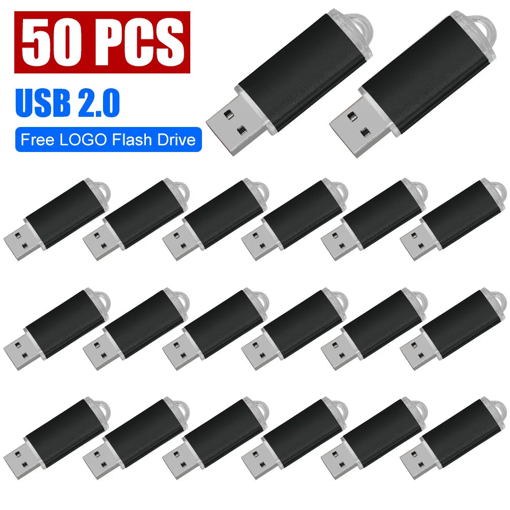 50/PCS LOT USB 2.0 Flash Drive 128GB Colorful Memory Stick 64GB Wedding Gift Pen Drive 32G 16G Pendrive Free Custom Logo