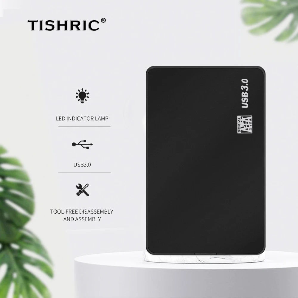TISHRIC 2.5-inch Hard Drive Enclosure Tool-free installation Compatible with 7mm/9.5mm laptop hard drives USB 3.0 high-speed