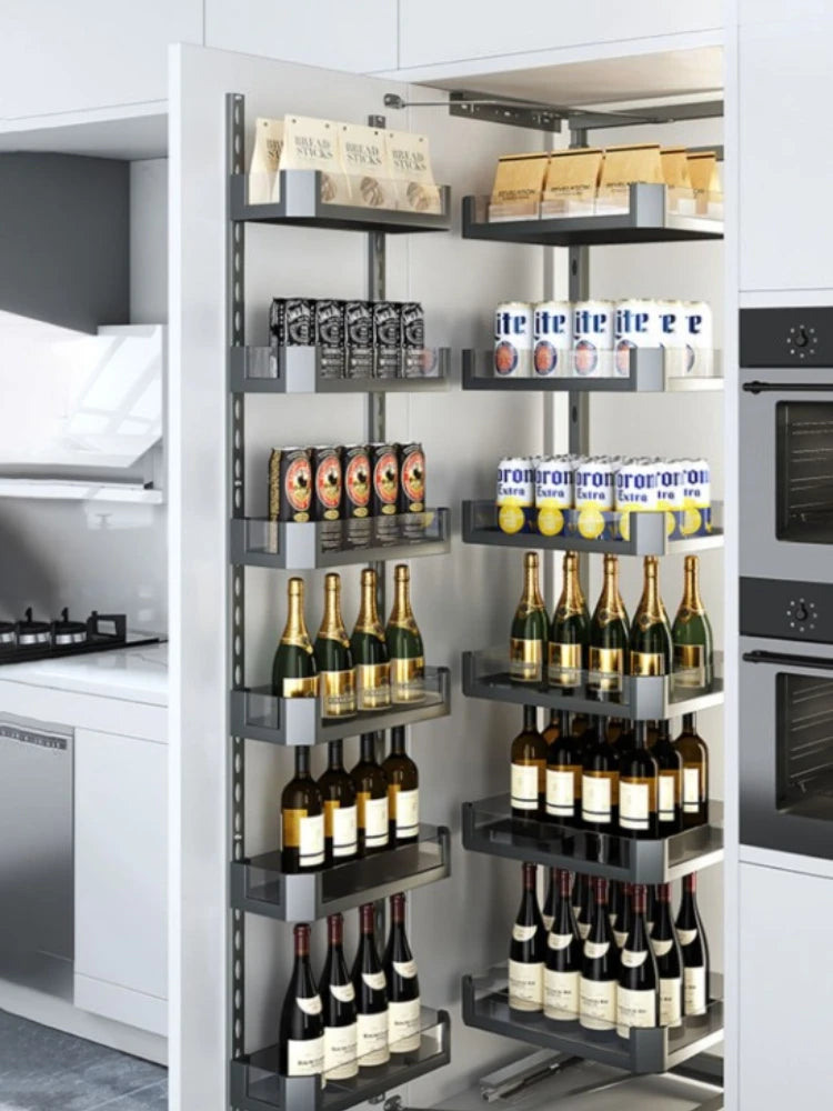 6 Layers Kitchen High Cabinet Storage Rack Snack Cabinet Kitchen Hidden Storage Cabinet Pull Out Basket Organization Furniture