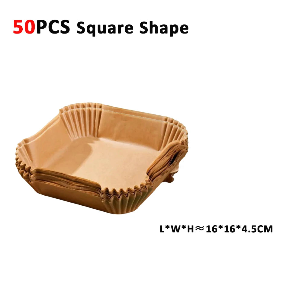 Air Fryer Liners Disposable 100pcs Parchment Paper Square Liners Round Liners Free of Bleach Non-Stick Oil-proof and Waterproof