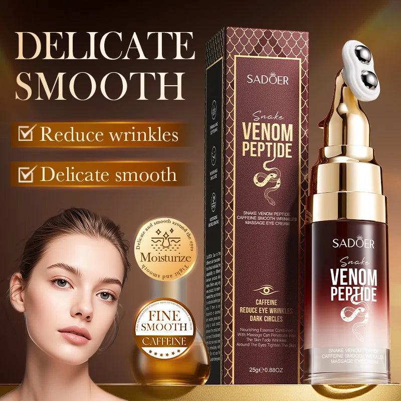 Snake Venom Eye Cream Anti- Wrinkle With Roller Ball Quick Hydrating Refreshing Caffeine Eye Serum Fades Fine Lines Skin Care