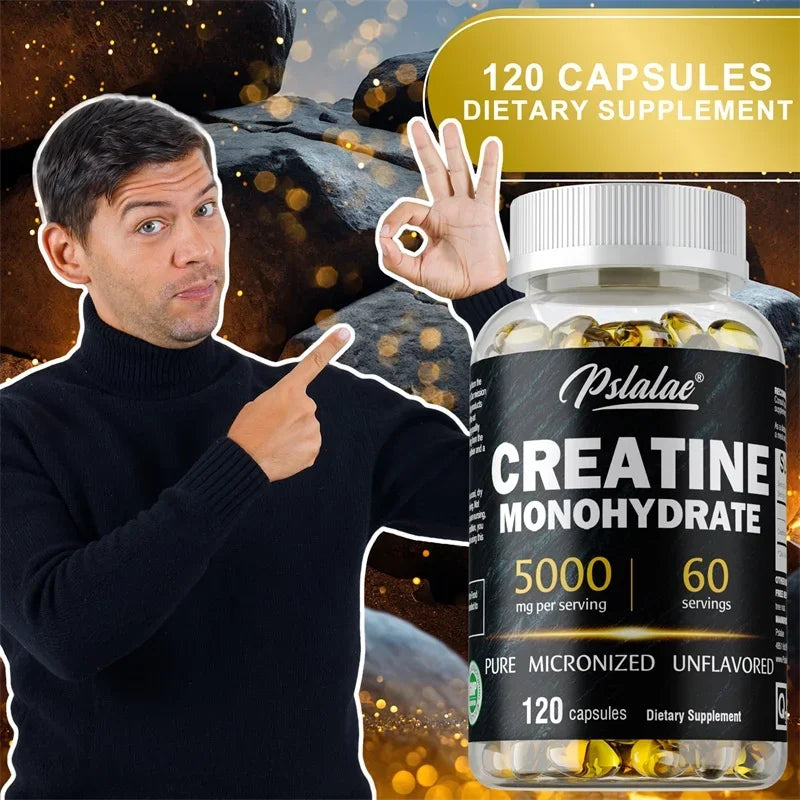Creatine Monohydrate - Boost Muscle Strength, Promote Muscle Growth, Improve Athletic Performance, Vegetarian, Gluten-free