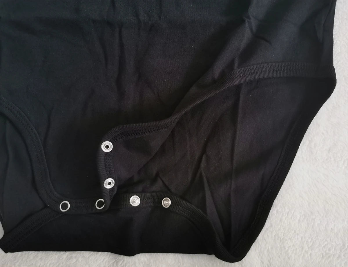ABDL Adult Baby Black Bodysuit With Snaps/Adult Long Sleeve Bodysuit Romper /Adult Jumpsuit/Adult Onesie
