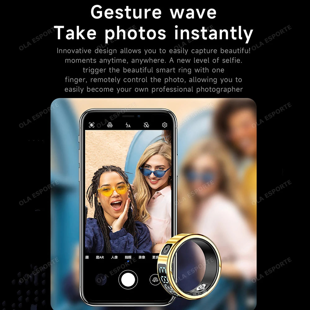 2025 New Smart Ring Smart Touch LED Disaply Screen Ring Gesture Swipe Video Health Monitor 5ATM Waterproof SmartRing Men Women