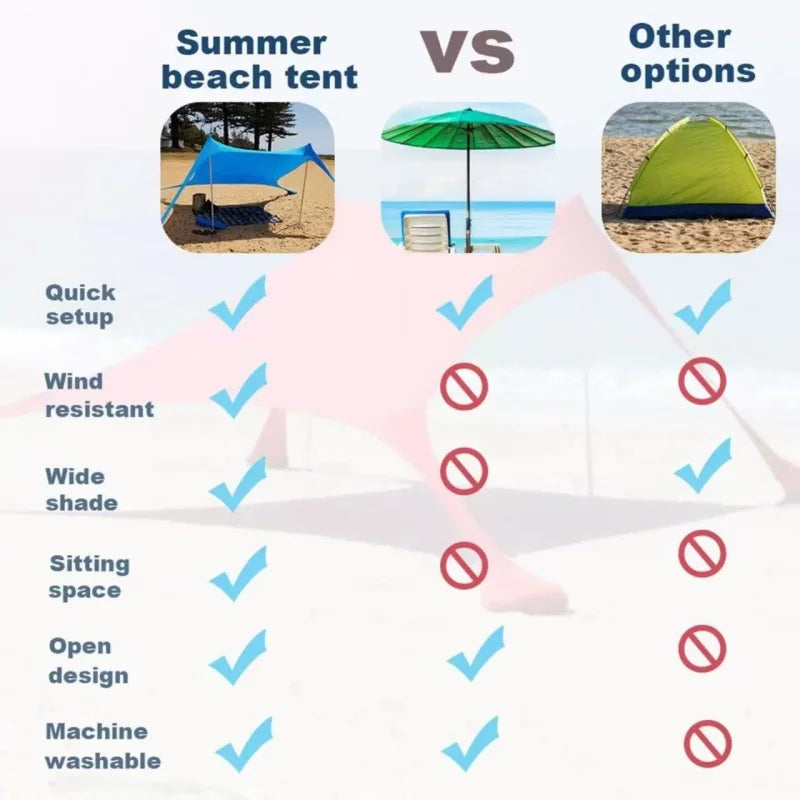 200*210*150CM Family Beach Tent Beach UV Protection Canopy Tent For 3-4 Person Outdoor Camping Wind Resistance Awning