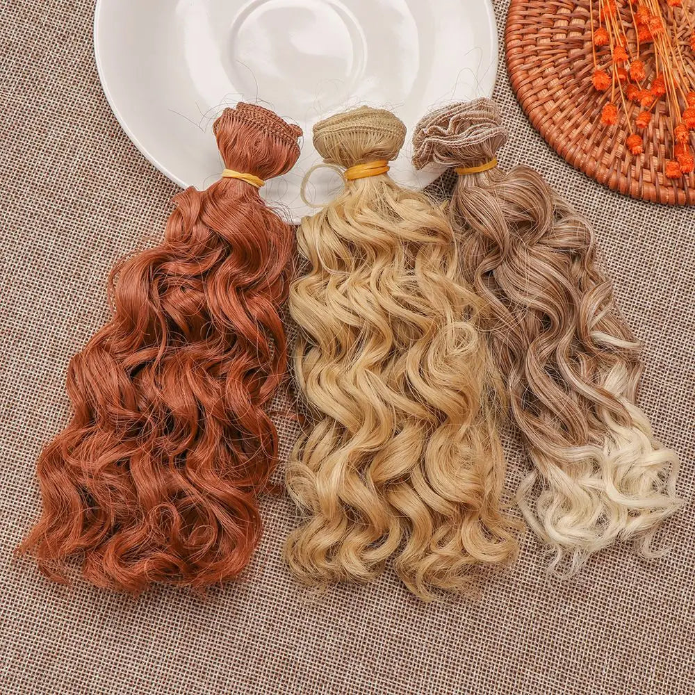 15*100cm Fashion Mini Tresses Doll Hair 1/6 1/4 1/3  High-Temperature Curly Wigs Screw Periwig Toy Toupee Kids Gifts Accessories