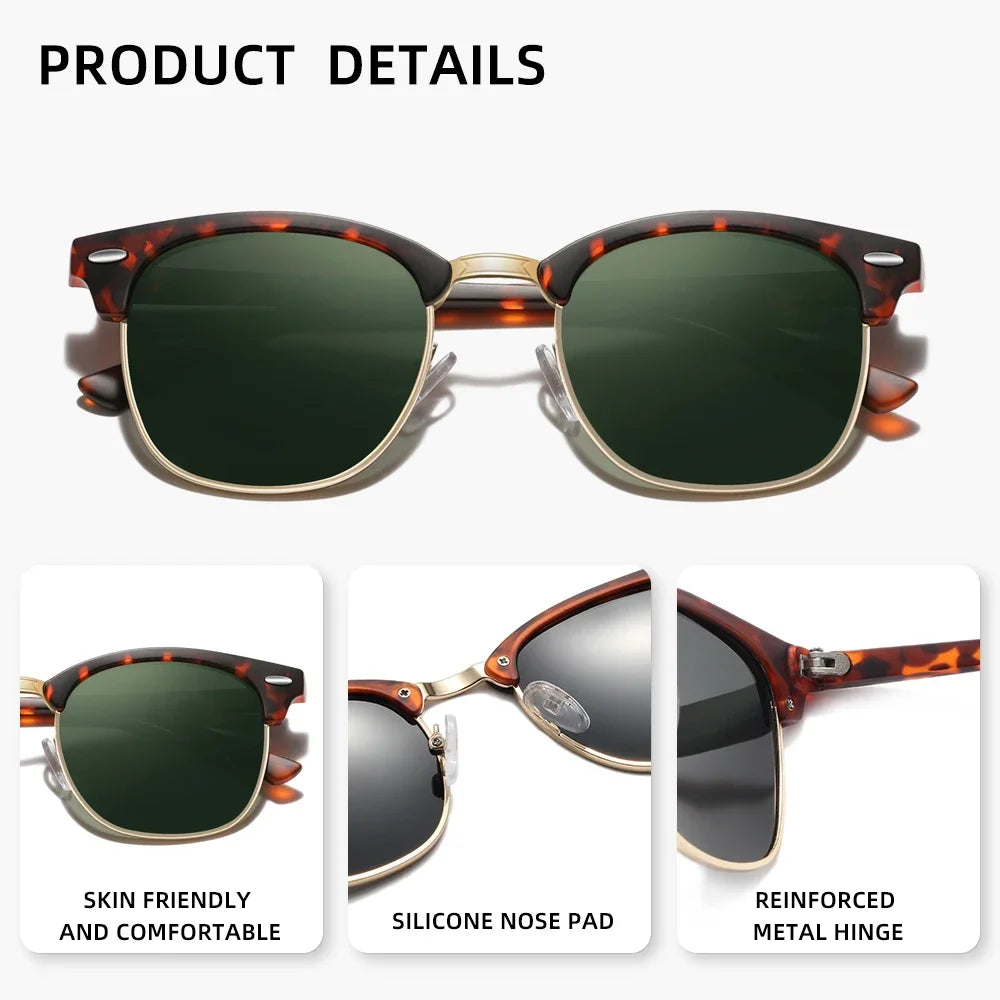 Classic Polarized Sunglasses Men Women Retro UV400 Glasses Male Popular Anti-glare Travel Driving Fashion Eyewear Frames