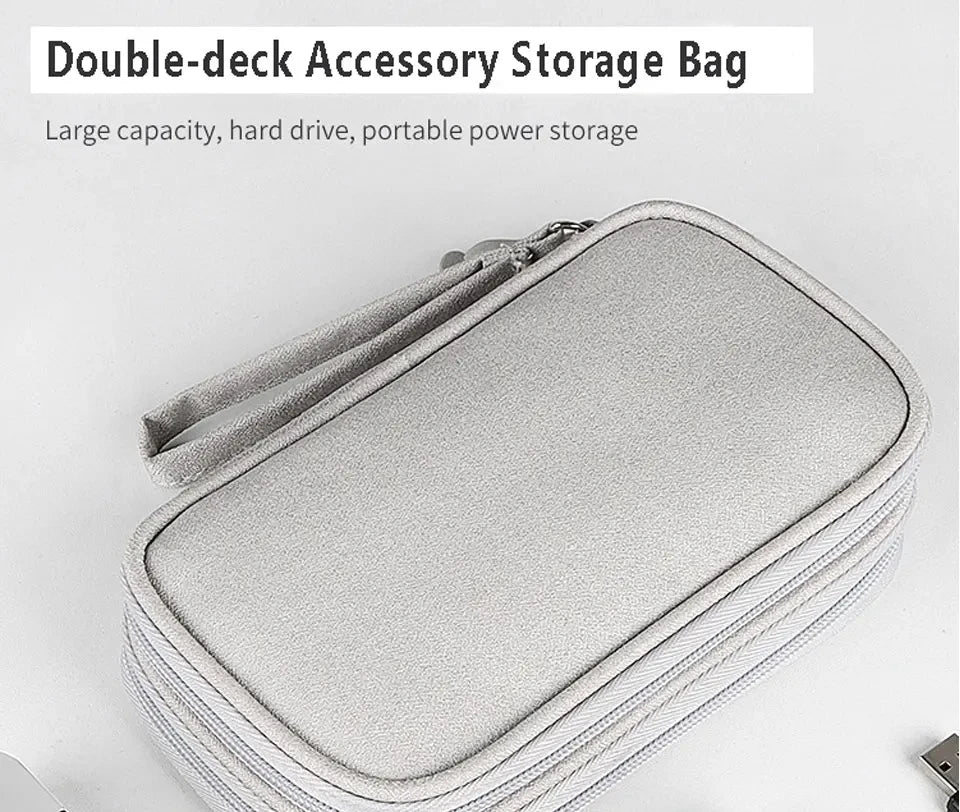 Travel Portable Digital Product Storage Bag Waterproof Double Layer Case for USB Data Cable Organizer Portable Tech Gadget Pouch