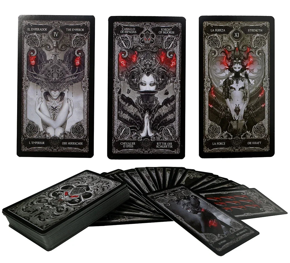 XIII Dark Tarot Cards Deck Board Game English Spanish French German Mysterious Divination Fate Personal Use Card Game  Part