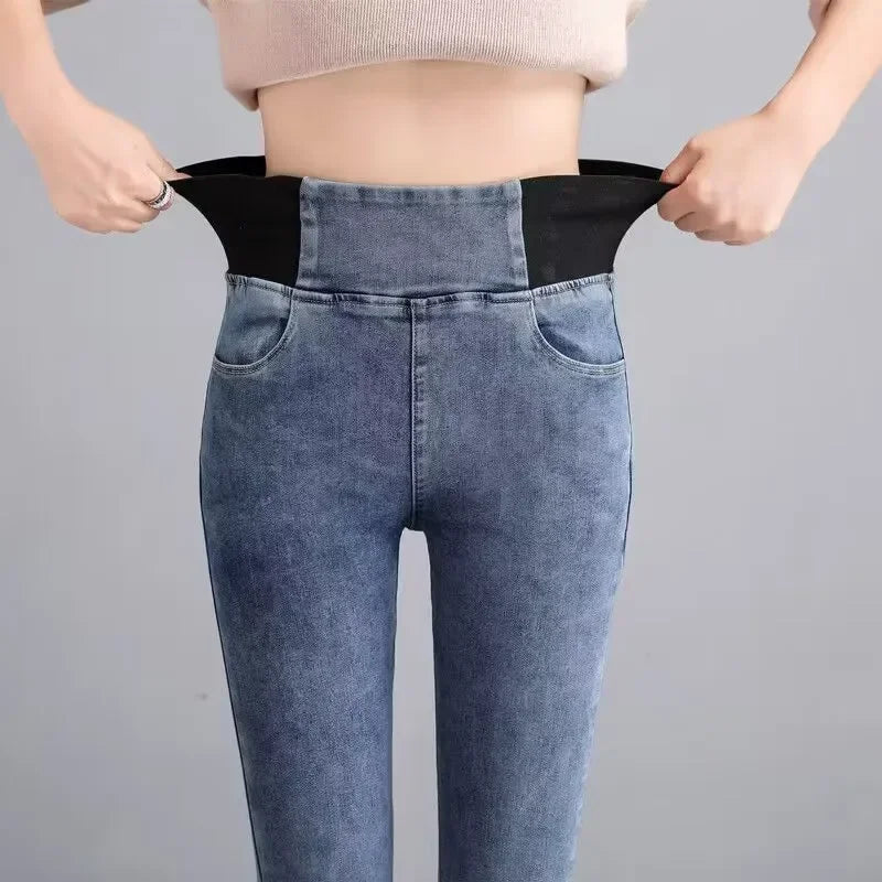 Jeans Oversize 26-38 Slim Denim Pants Women's High Waist Skinny Jean Vintage Wash Pencil Stretch Vaqueros Leggings Pantalones