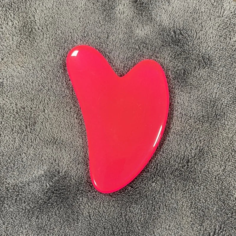 Gua Sha Board Heart-Shaped Natural Pink Green Resin Jade Scraper Facial SPA Neck Massager Portable Skin Care Beauty Healty TooL