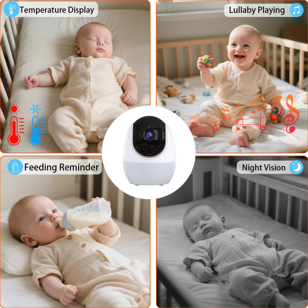 Video Baby Monitor 4.3 Inch Screen Indoor Mini Camera Night Light PTZ Auto Tracking WIFI APP View Control Pet Baby Surveillance