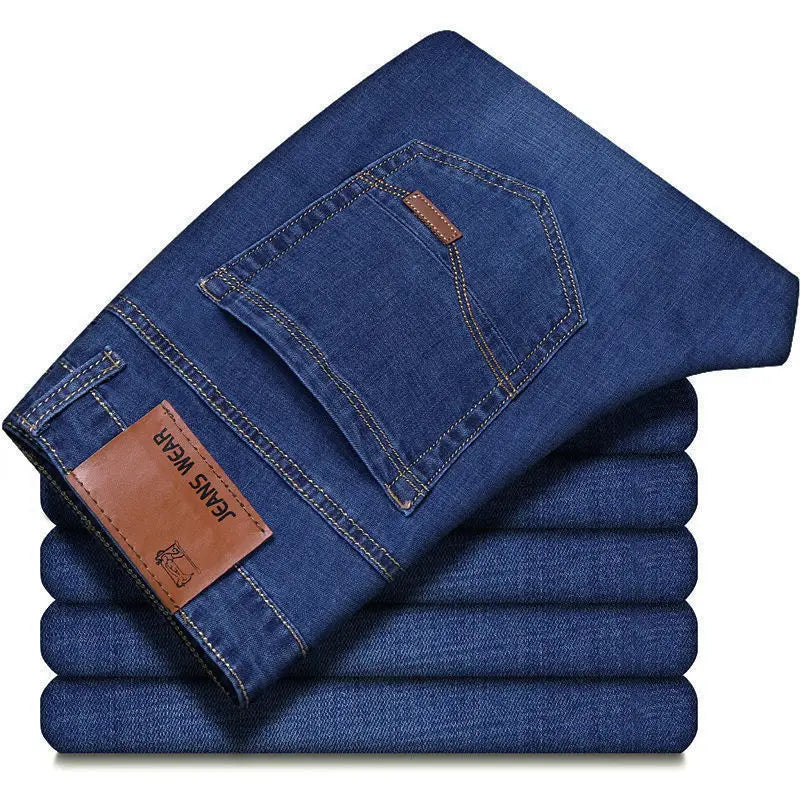 2026 new jeans for casual and versatile work men's slim fit straight leg elastic pants suitable for all seasons