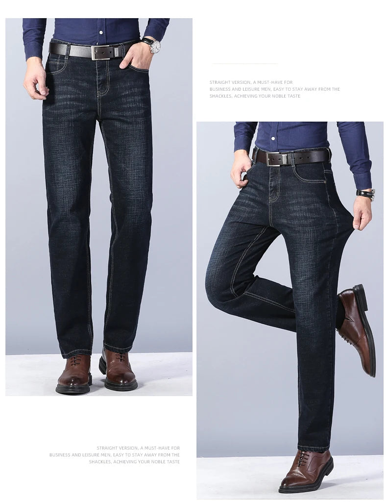 Men's Slim Fashion Denim High Quality Male Pants Elastic Black Blue Leisure Jeans Brand Clothing
