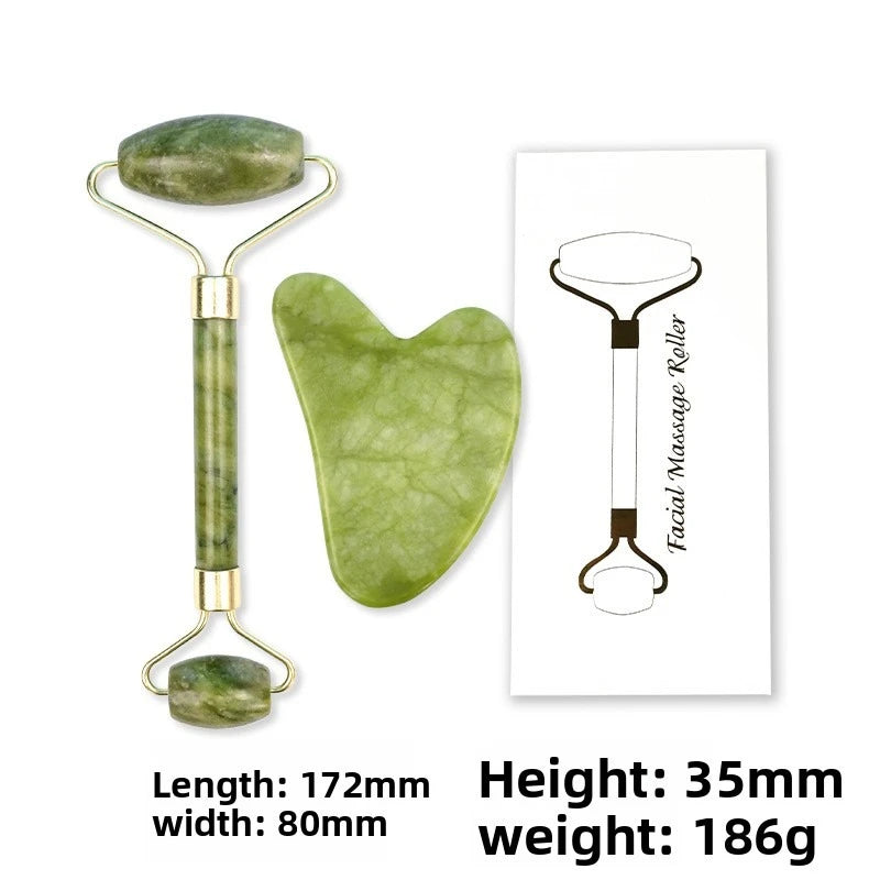 Natural Jade Roller Massager for Face Body Back Foot Massage Roller Facial Liftting Anti-wrinkle Double-end Gua Sha Jade Stone