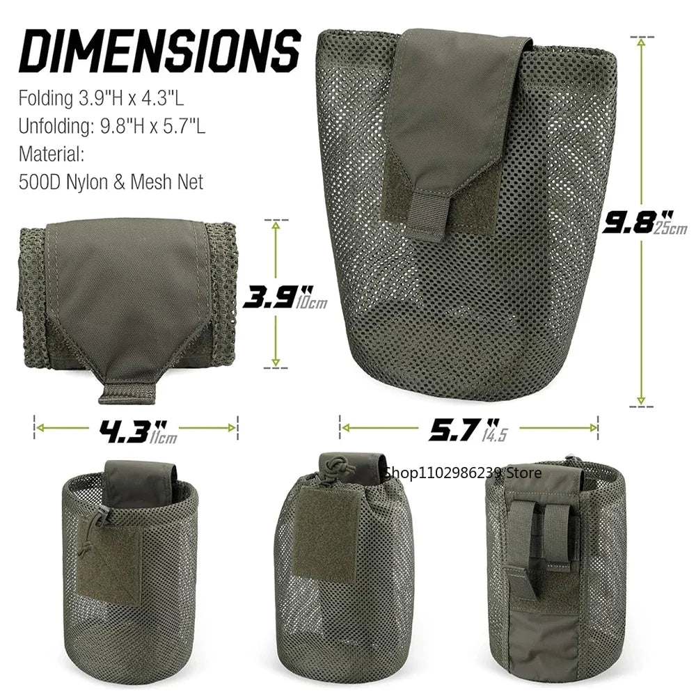 Tactical Style Roll-Up Mesh Utility Pouch, Lightweight Foldable Storage Pocket for Outdoor & EDC Use