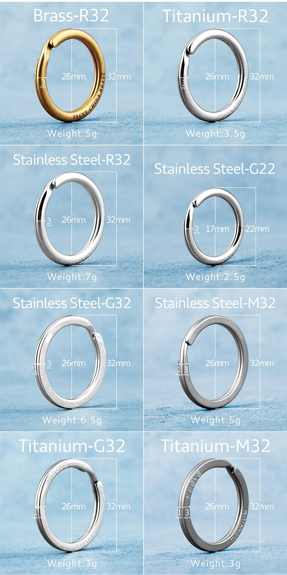Real Titanium Men Keyring Flat Key Chain Rings Holder Car Lightweight Keychain Buckle Jewelry Quickdraw EDC Wholesale Best Gift