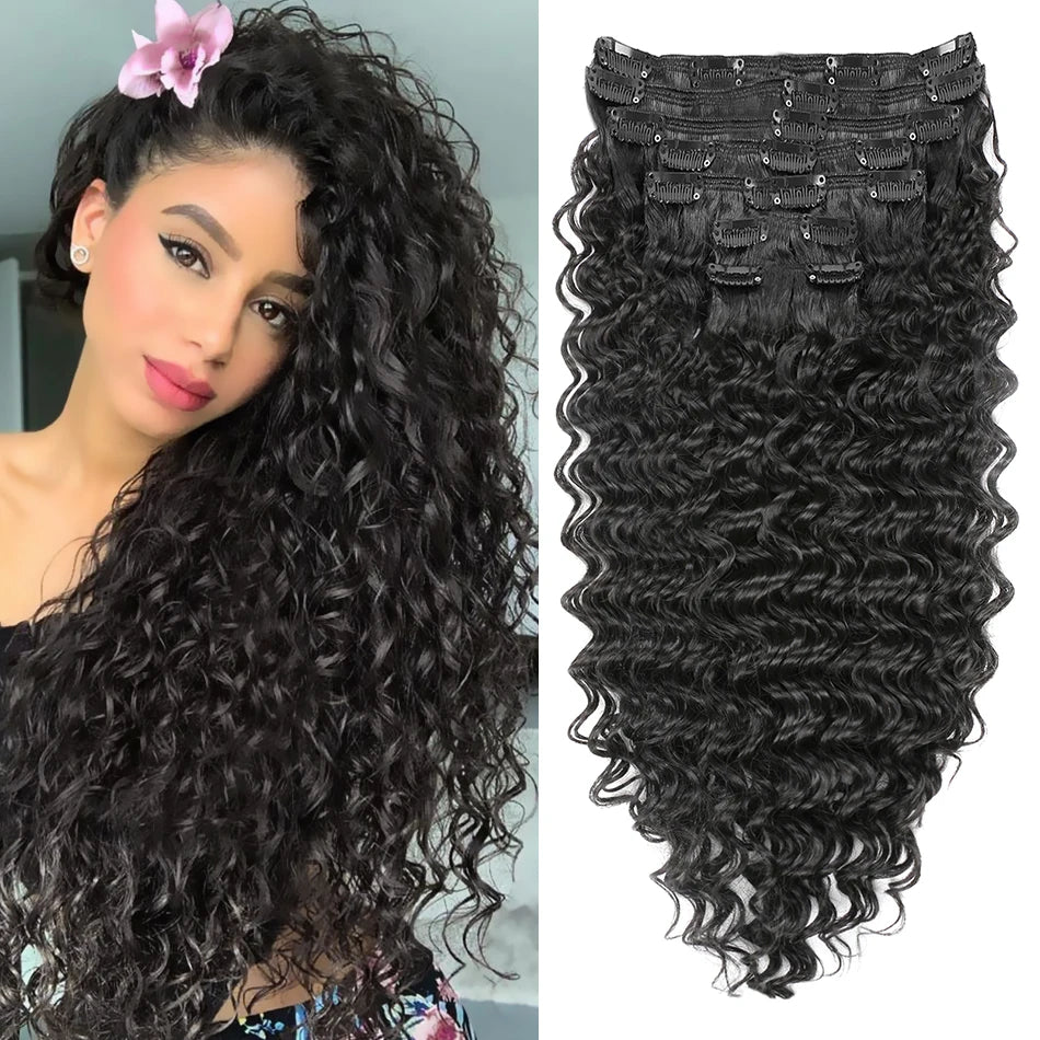 Synthetic Kinky Curly Blonde Hair Extensions Clip Ins for Women Brazilian Remy Hair Extensions 7Pcs with 24 Clips Natural Blonde