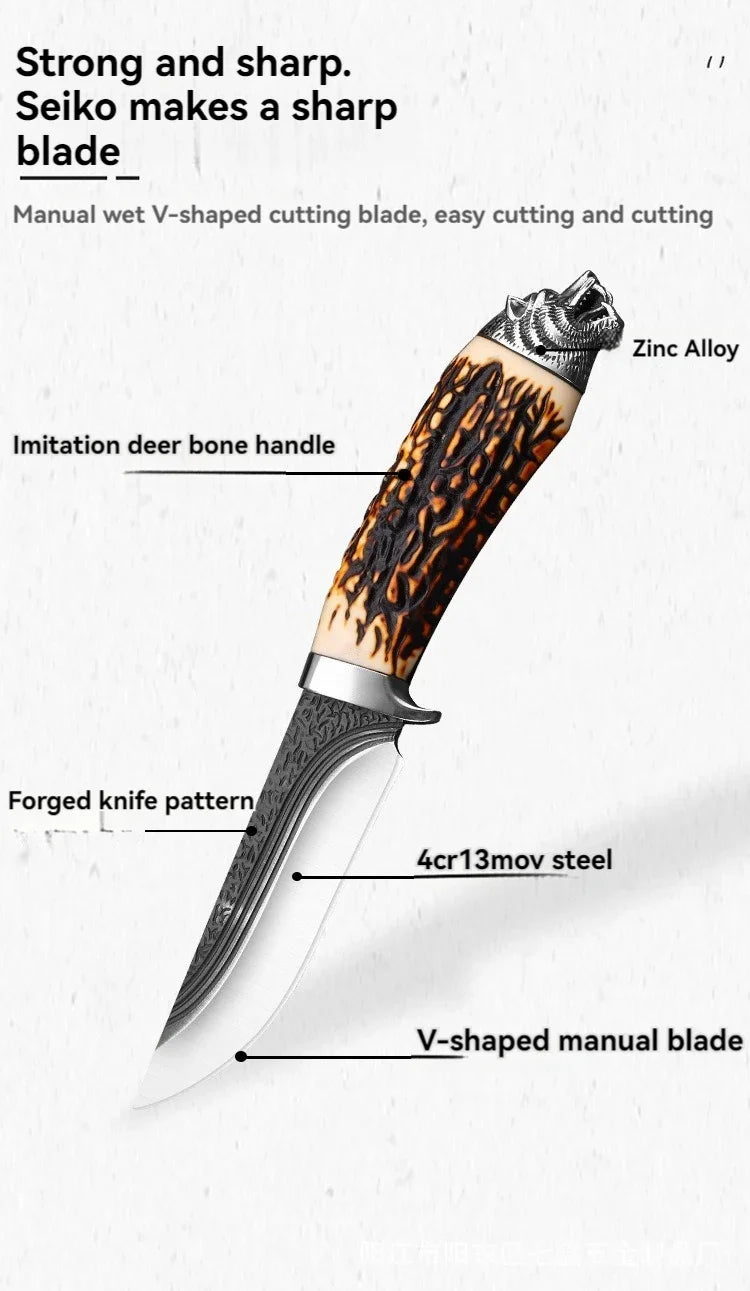 Kitchen-Friendly Meat Cutting Tool - Compact Straight Knife for Portability and High-Hardness Slicing - Ideal for Eating Meat