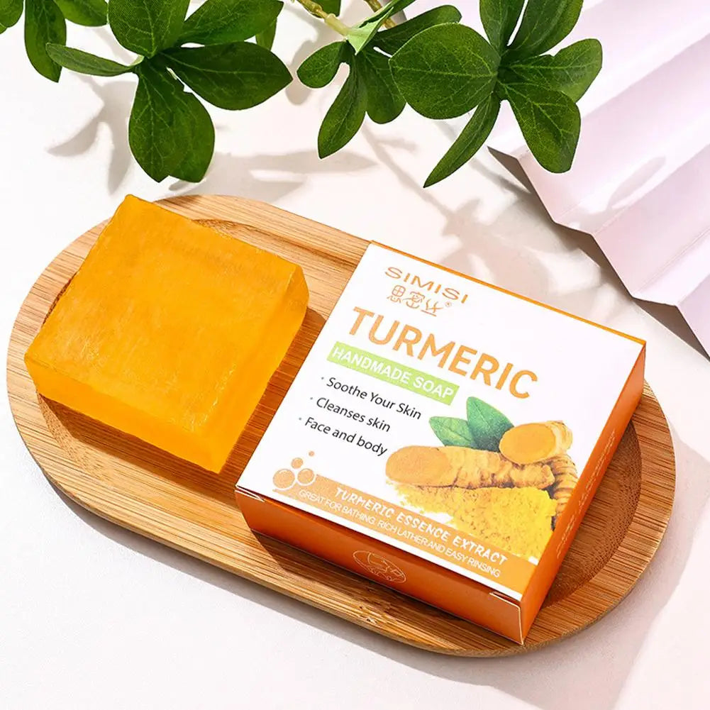 Hand Made Turmeric Soap Body Cleaning Natural Turmeric Deeply Clean Skin Refine Pores, Remove Acne Tender Skin Care Beauty