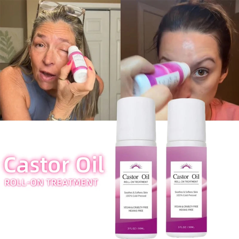 Castor Oil Roll-on For Hair & Skin Moisturizing Treatment Dry Skin, Hair Growth Frizz Control Lightens Fine Lines Nourishes Body