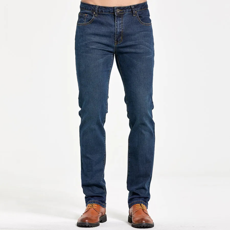 Men's Classic Slim Fit Straight Jeans Casual Stretch Denim Pants Fashion Blue Trousers