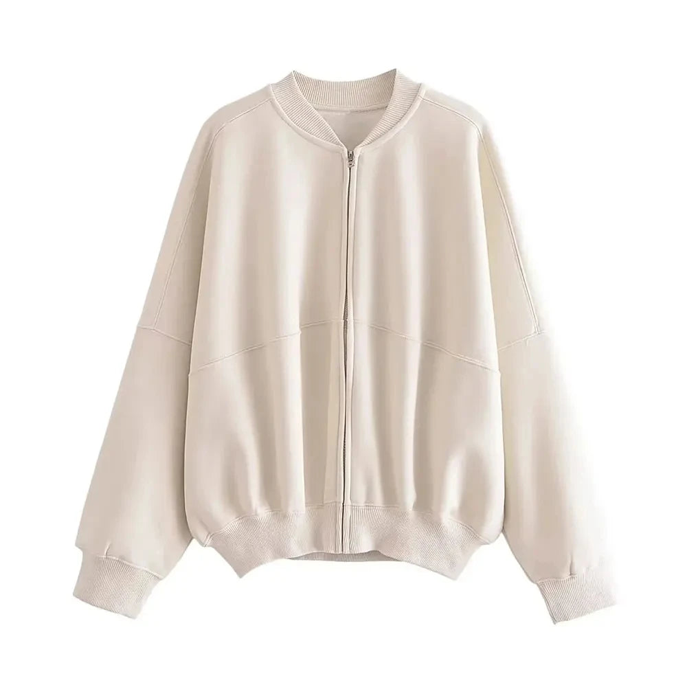 HH Bomber Jacket Pant Set For Women Casual Long Sleeve Zipper Coat Vintage Solid Sweatshirt Suit Autumn Woman Streetwear