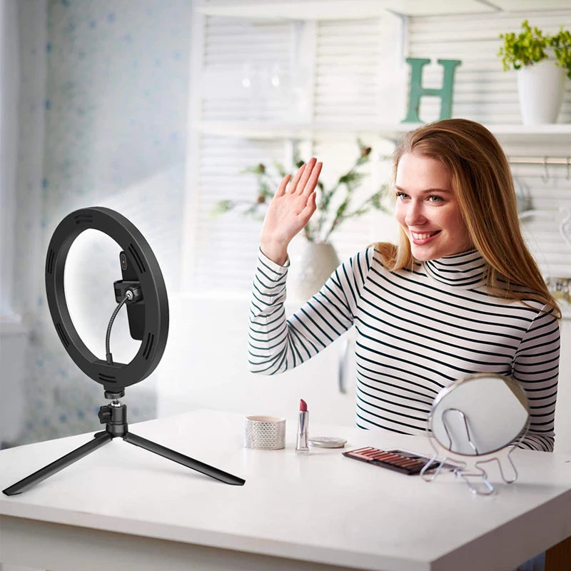 10inches Ring Light 33cm LED Selfie Photography Fill Lamp With 50cm Tripod & Remote control for Tik tok Video Live cosmetic Lamp