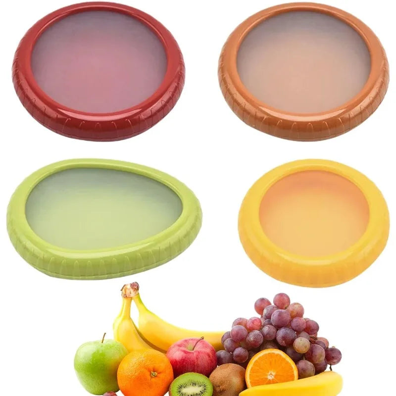 4 Fresh Fruit Storage Box, Fruit Saver Containers,Reusable Silicone Food Savers Fridge Storage Boxes,Fruit Storage Containers