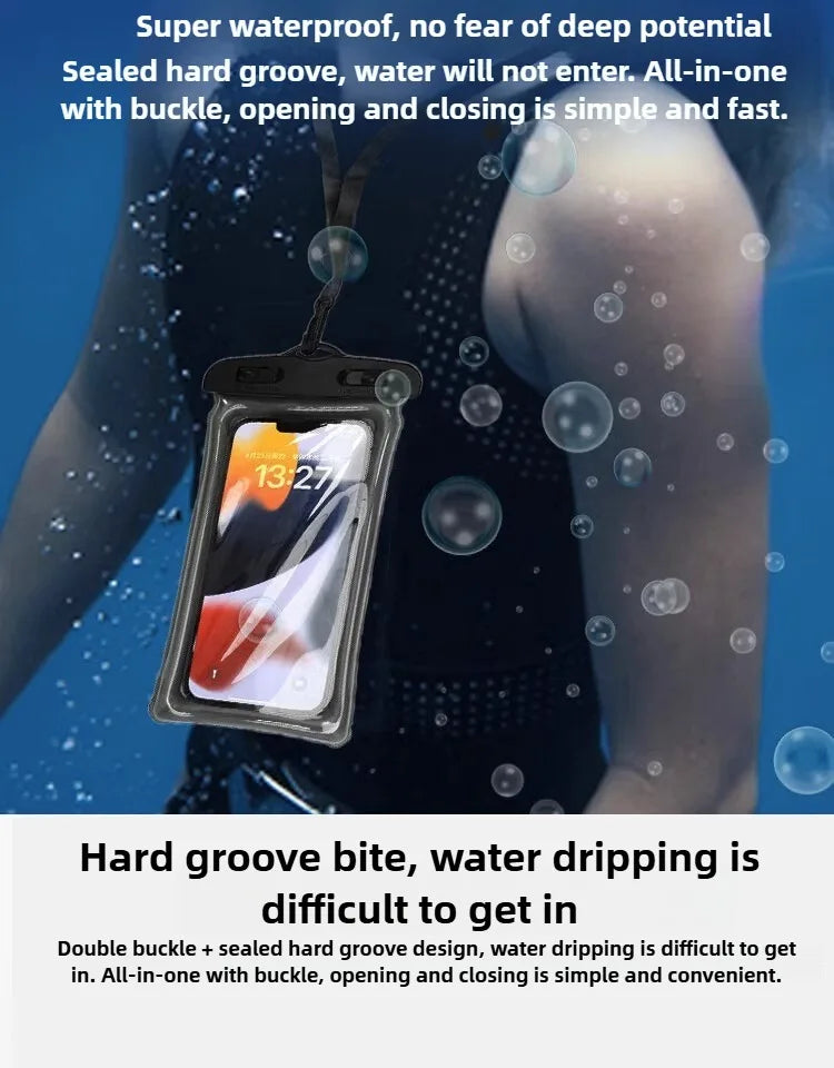 Transparent Waterproof Phone Pouch Under 7.2 Inches Touch Screen Swimming Rafting Waterproof Case with Lanyard Sealed Bag