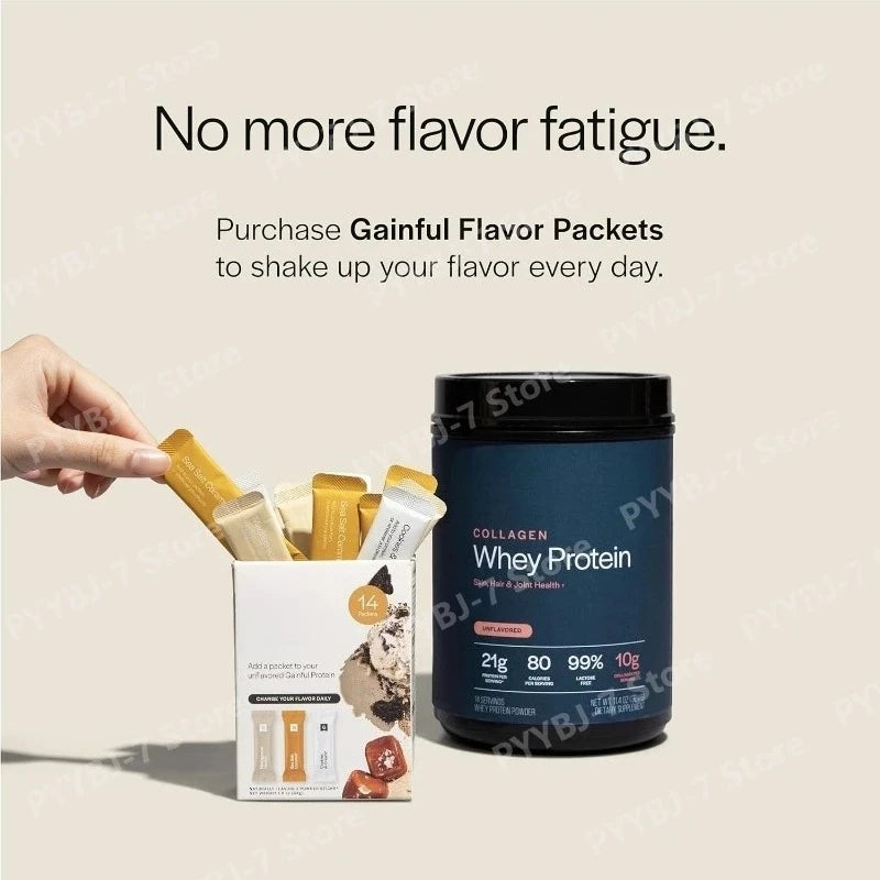 Whey Protein Powder Unflavored Muscle Recovery Joint Health Skin Hydration Grass-Fed Collagen Daily Nutrition Support