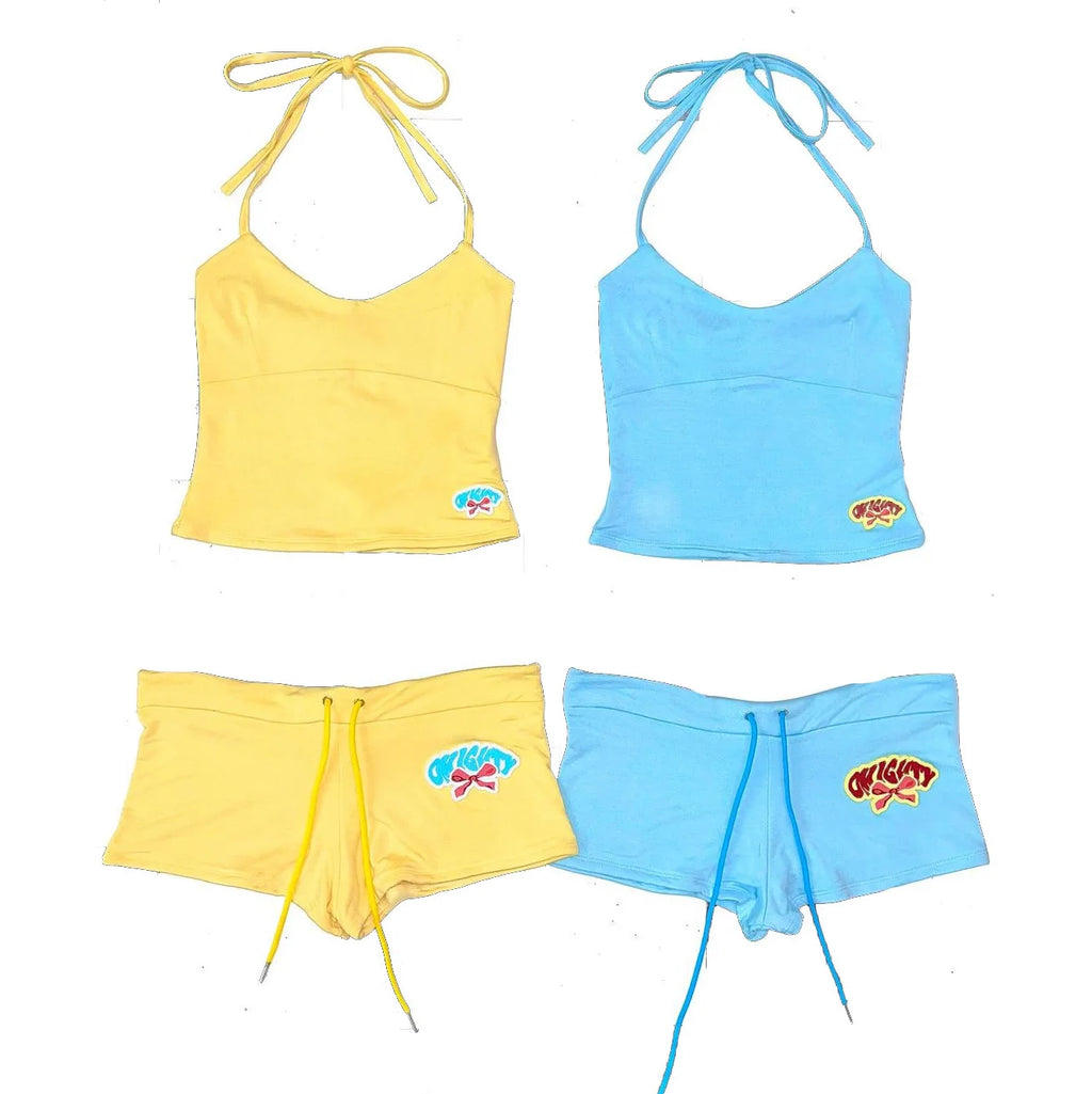 Y2k Crop Top Graphic Letter Print Grunge Streetwear Harajuku Camis Casual Summer Camis EmoGirl Aesthetics Women Shorts Sexy Pant
