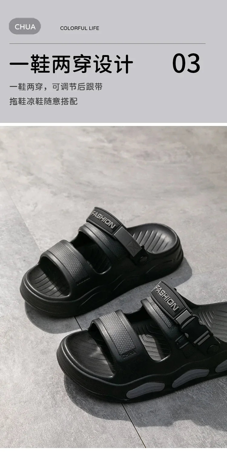 Men's Cloud Soft Thong Slippers Two-Way Wear Thick Bottom Waterproof Non-Slip Driving Comfortable Summer Sandals