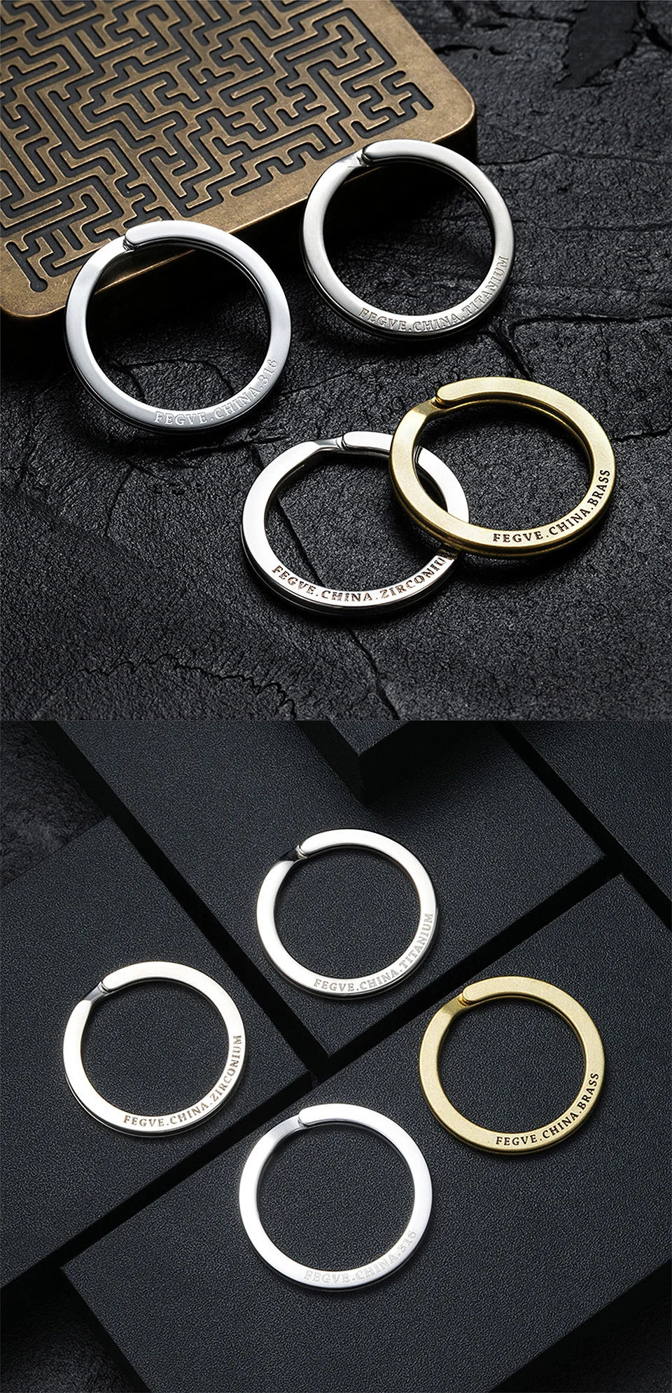 Real Titanium Men Keyring Flat Key Chain Rings Holder Car Lightweight Keychain Buckle Jewelry Quickdraw EDC Wholesale Best Gift