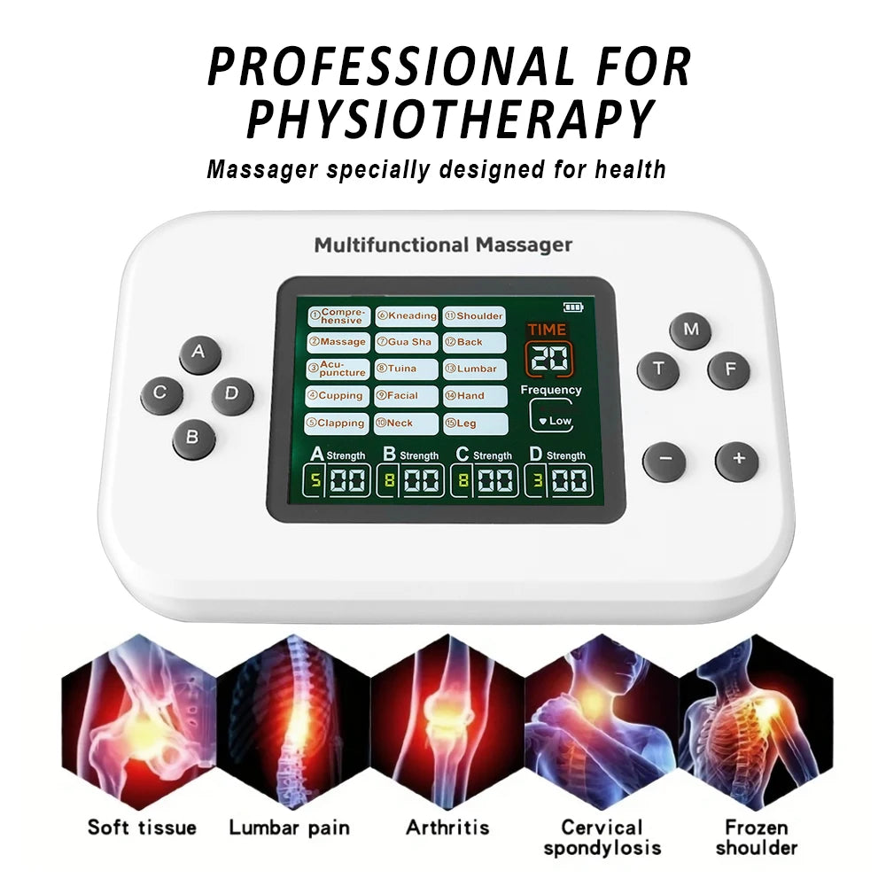 Electric Pulse Tens Massager 4 Outputs EMS Muscle Stimulator Acupuncture Body Massage Digital Therapy Slimming Electrostimulator