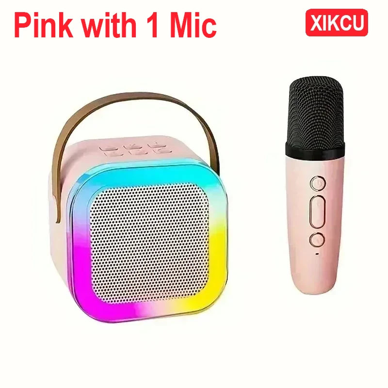 XIKCU Karaoke Machine With 2 Wireless Microphones Portable Wireless RGB Lights Gift Speaker Set Home Karaoke For Party Birthday
