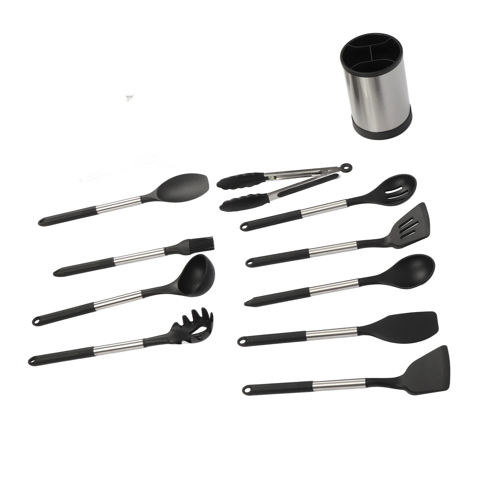 Kitchen Utensils Set Silicone Stainless Steel Handle Non Slip Heat Resistant Cooking Utensils Set for Home Apartments