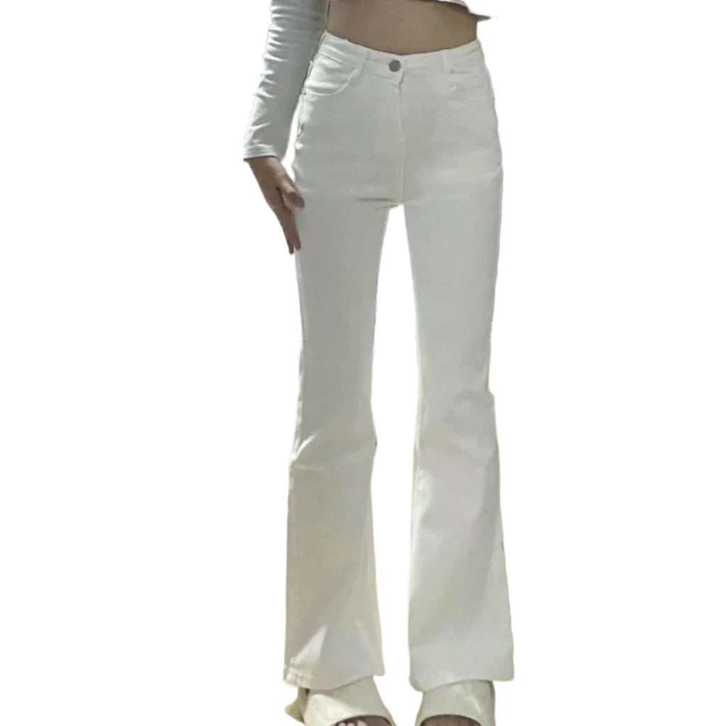 Autumn Spring Slim Skinny Jeans Women Denim Pants Vintage White Tight Trousers Fashion Female Elastic Jeans Casual Flare Pants
