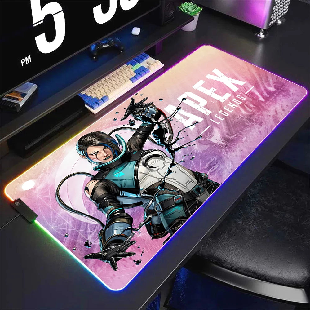 Apex Legend Luminescence Mousepad Desk Protector Anime Accessorie Rgb Mouse Pad Keyboard Computer Gamer Table Backlit Mat Gaming