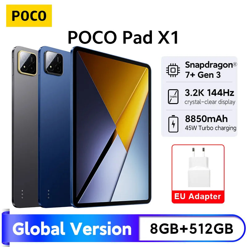 New POCO Pad X1 Global Version Tablet 8GB 512GB Snapdragon 7+ Gen 3 8850mAh battery 11.2’’ 3.2K 144Hz display 45W charging