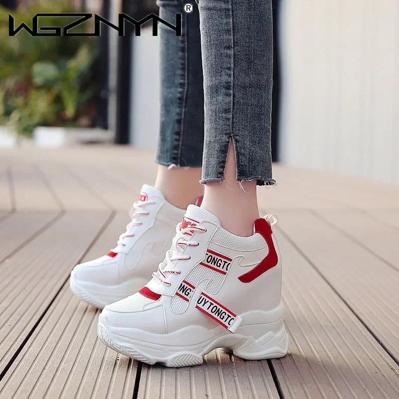 2025 NEW High Quality Chunky Platform Outdoor Sneakers Women Super High Heels Casual Shoes Woman Height Increasing Boot Mujer