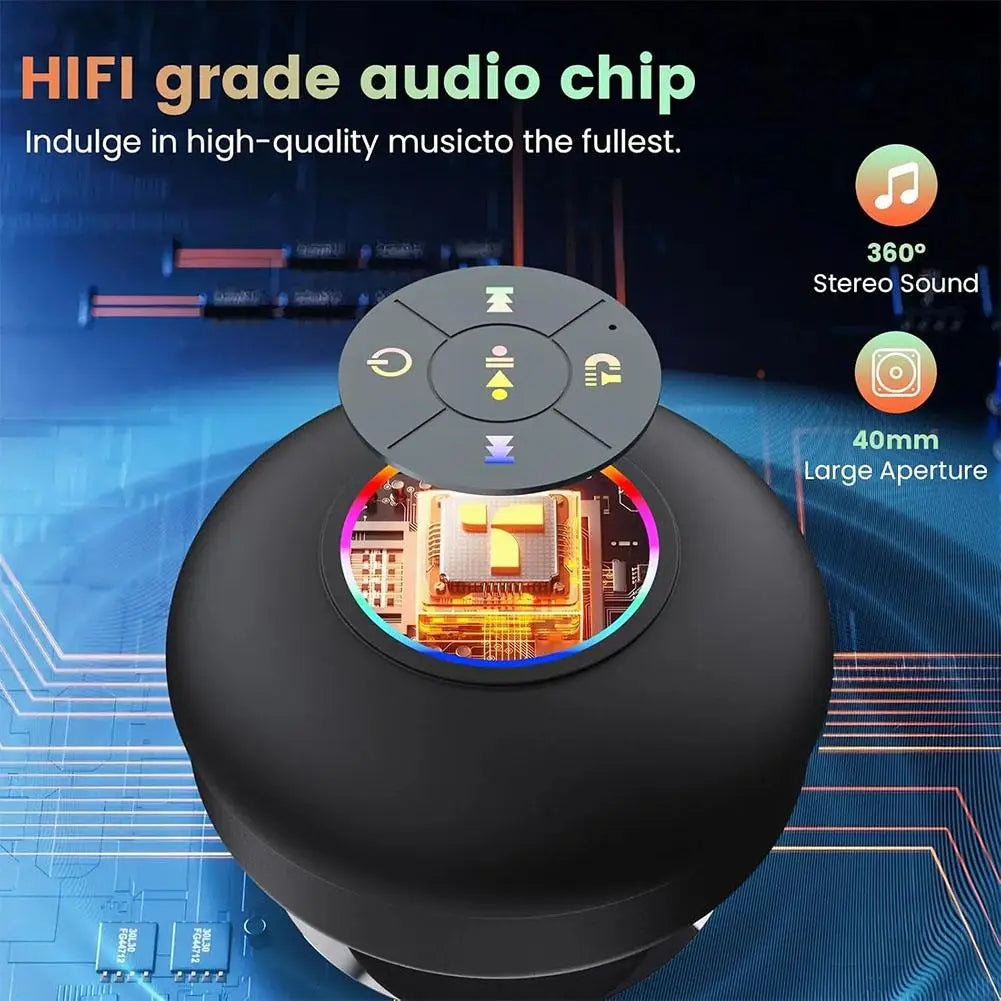Portable Wireless Bluetooth Speaker LED IPX4 Waterproof Loudspeaker Outdoor Bathroom Large Suction Cup Mini Stereo Sound Box
