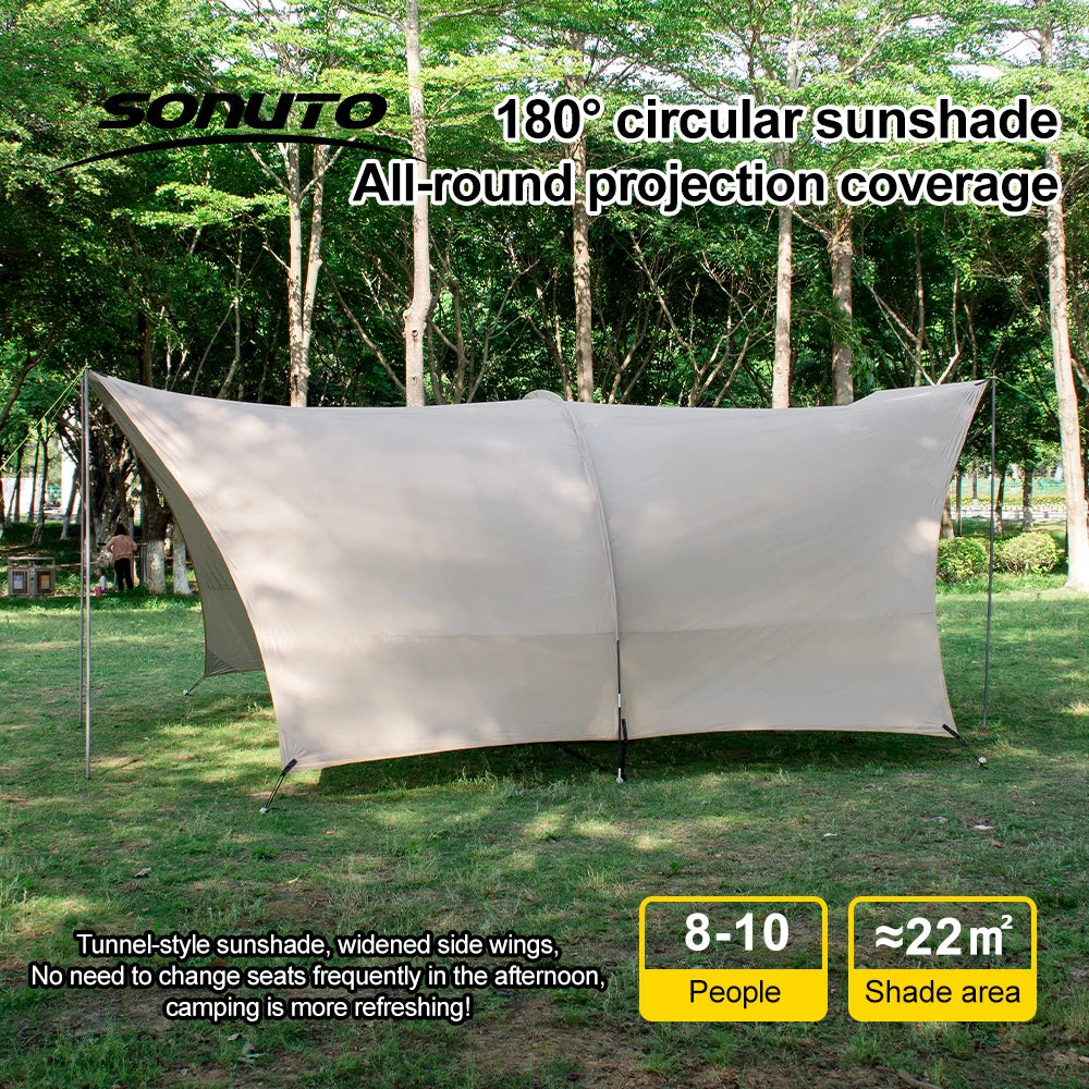 UPF50+ Lycra Beach Tent, Portable Sunshade Canopy with Sandbag Anchors, Windproof Outdoor Shelter for Camping, Fishing & Picnic