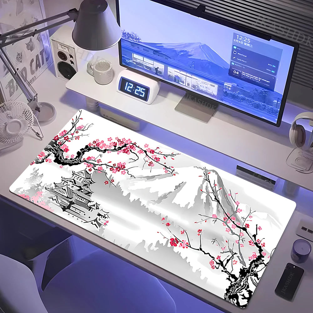 Cherry Blossoms Wrist Rest Keyboard Gaming Mouse Pad White Mousepad Pk Control Welcome Mat Desk Decorations Office Rug Keypad