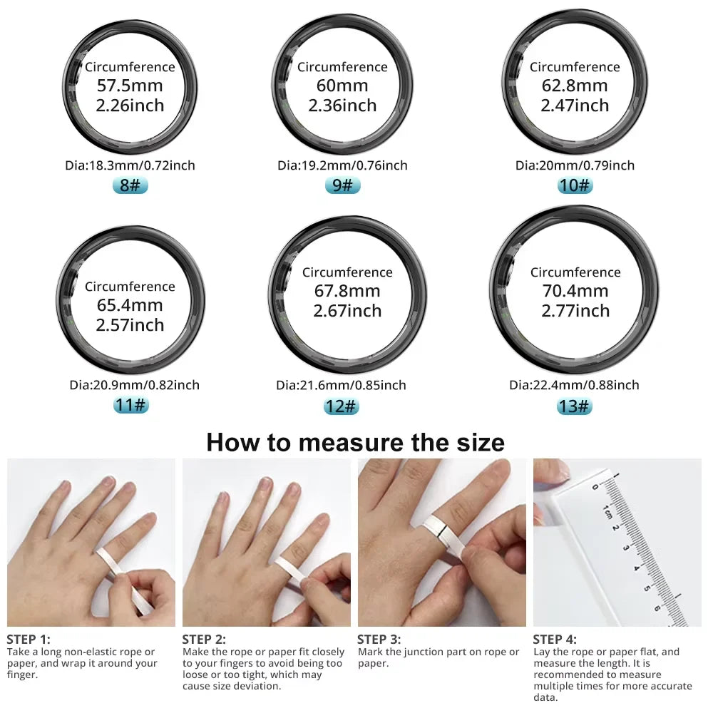 R09 Smart Ring Men Women with Charging Case,Heart Rate Blood Oxygen,Skin Temperature Monitor,5ATM Waterproof For Android iOS